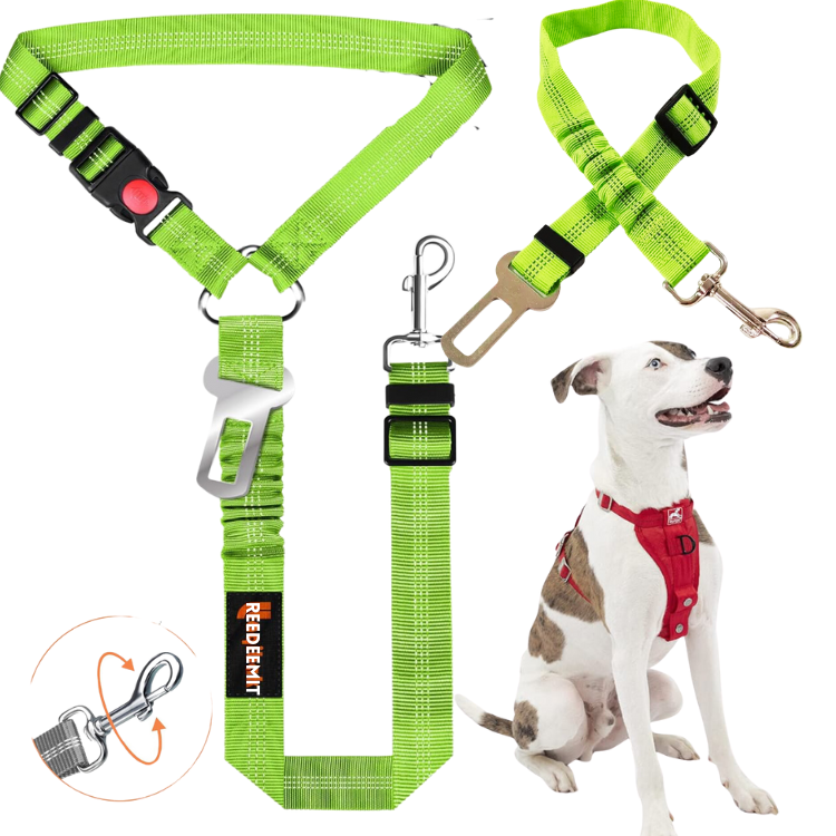 REEDEEMIT, Reflective 2 in 1 Dog Cat Seat Belt Harness Leash and Headrest Collar Accessary for Vehicle, Pet Safety, Nylon, Heavy Duty and Elastic