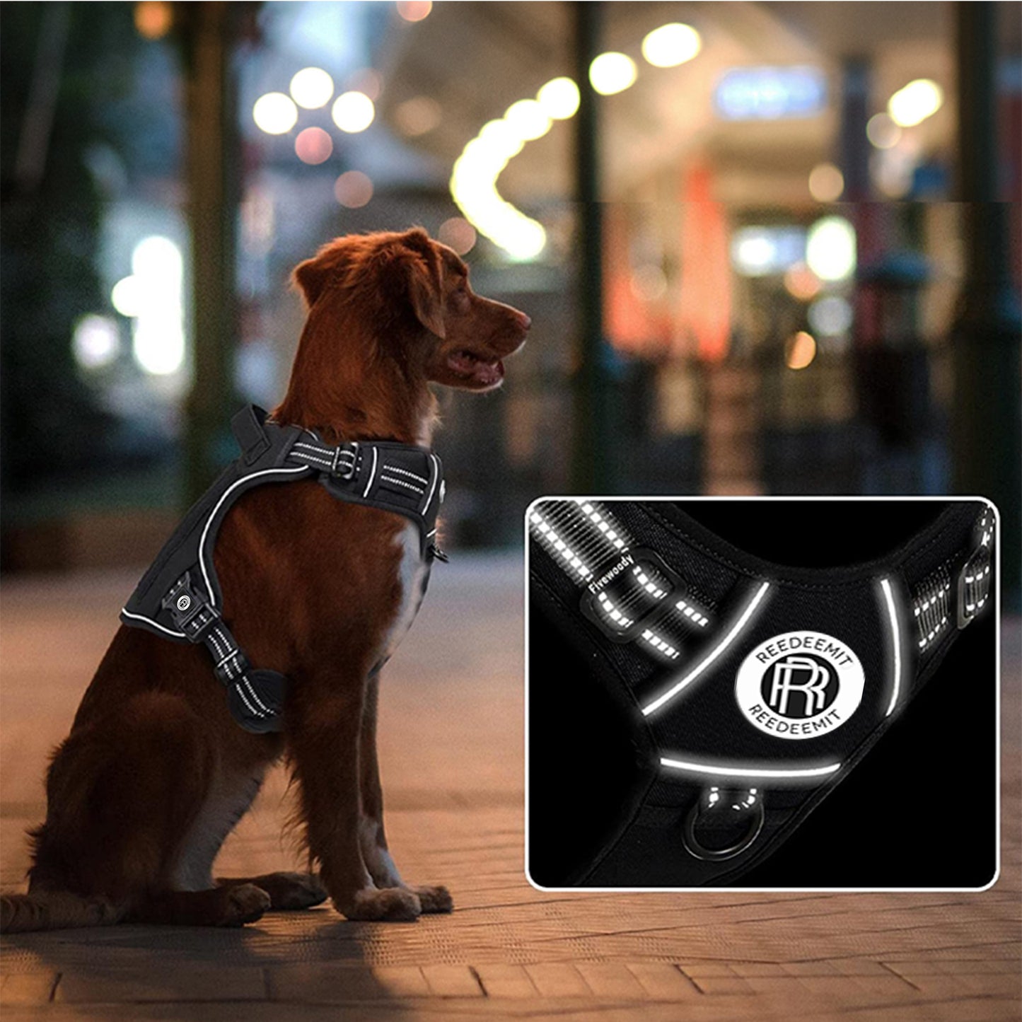 [2 in 1] Tactical Dog Vest Harness with Adjustable D-Ring, along with Heavy Duty Padded Reflective Leash for Small to Large Dogs