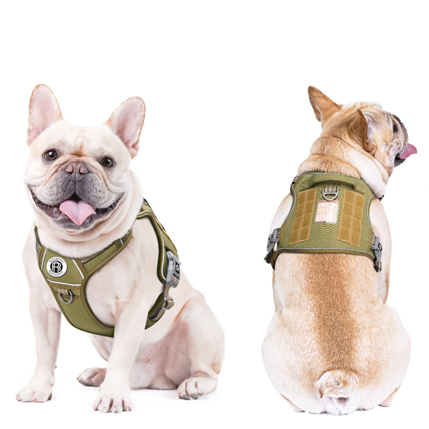 [2 in 1] Tactical Dog Vest Harness with Adjustable D-Ring, along with Heavy Duty Padded Reflective Leash for Small to Large Dogs