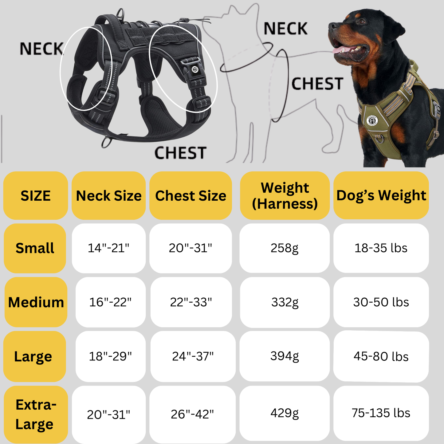 [2 in 1] Tactical Dog Vest Harness with Adjustable D-Ring, along with Heavy Duty Padded Reflective Leash for Small to Large Dogs