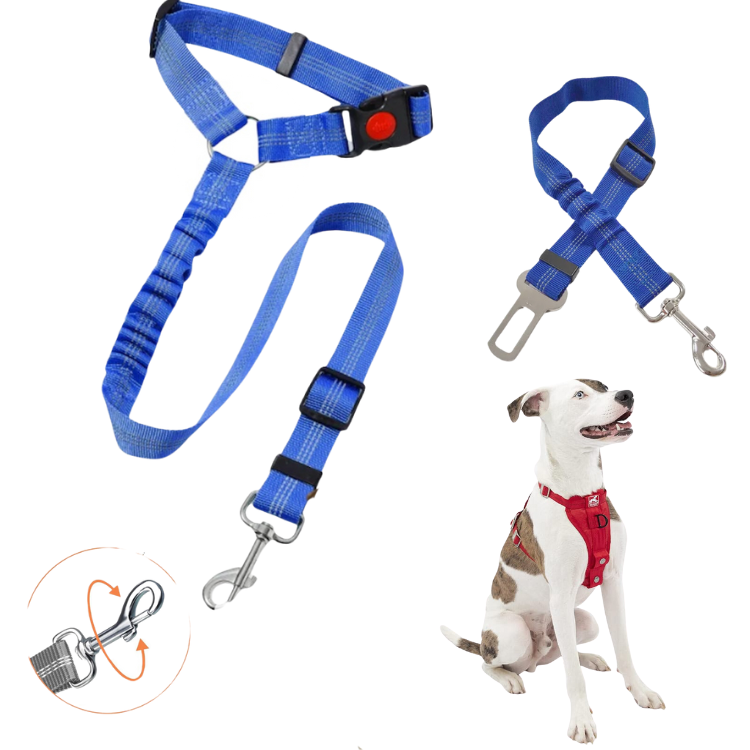 REEDEEMIT, Reflective 2 in 1 Dog Cat Seat Belt Harness Leash and Headrest Collar Accessary for Vehicle, Pet Safety, Nylon, Heavy Duty and Elastic