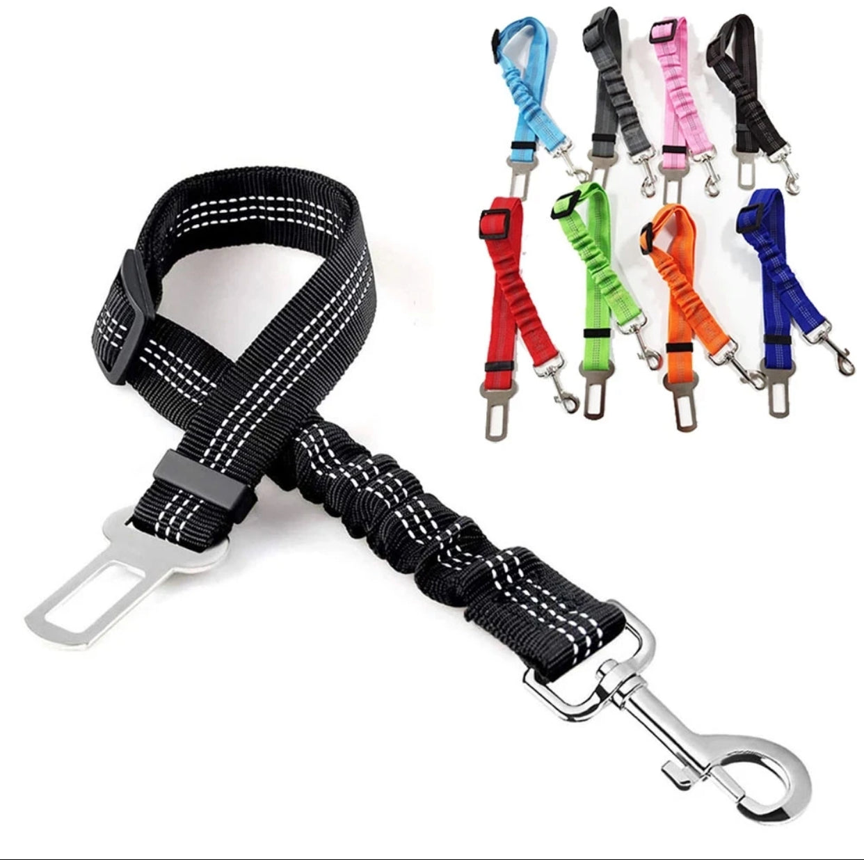 REEDEEMIT, Reflective 2 in 1 Dog Cat Seat Belt Harness Leash and Headrest Collar Accessary for Vehicle, Pet Safety, Nylon, Heavy Duty and Elastic