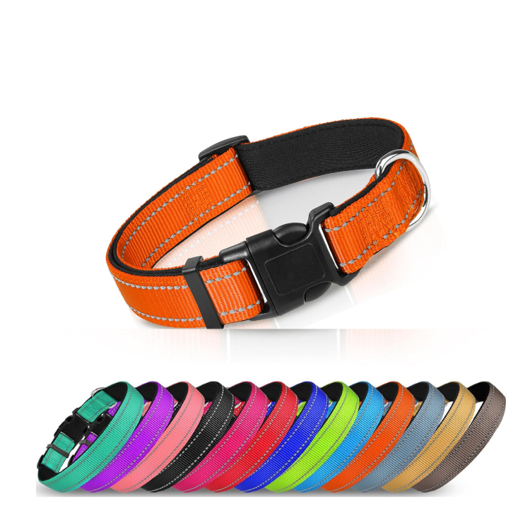 REEDEEMIT Reflective Heavy Duty, Dog Collar,Soft Neoprene Padded Breathable Nylon Pet Collar (Small)