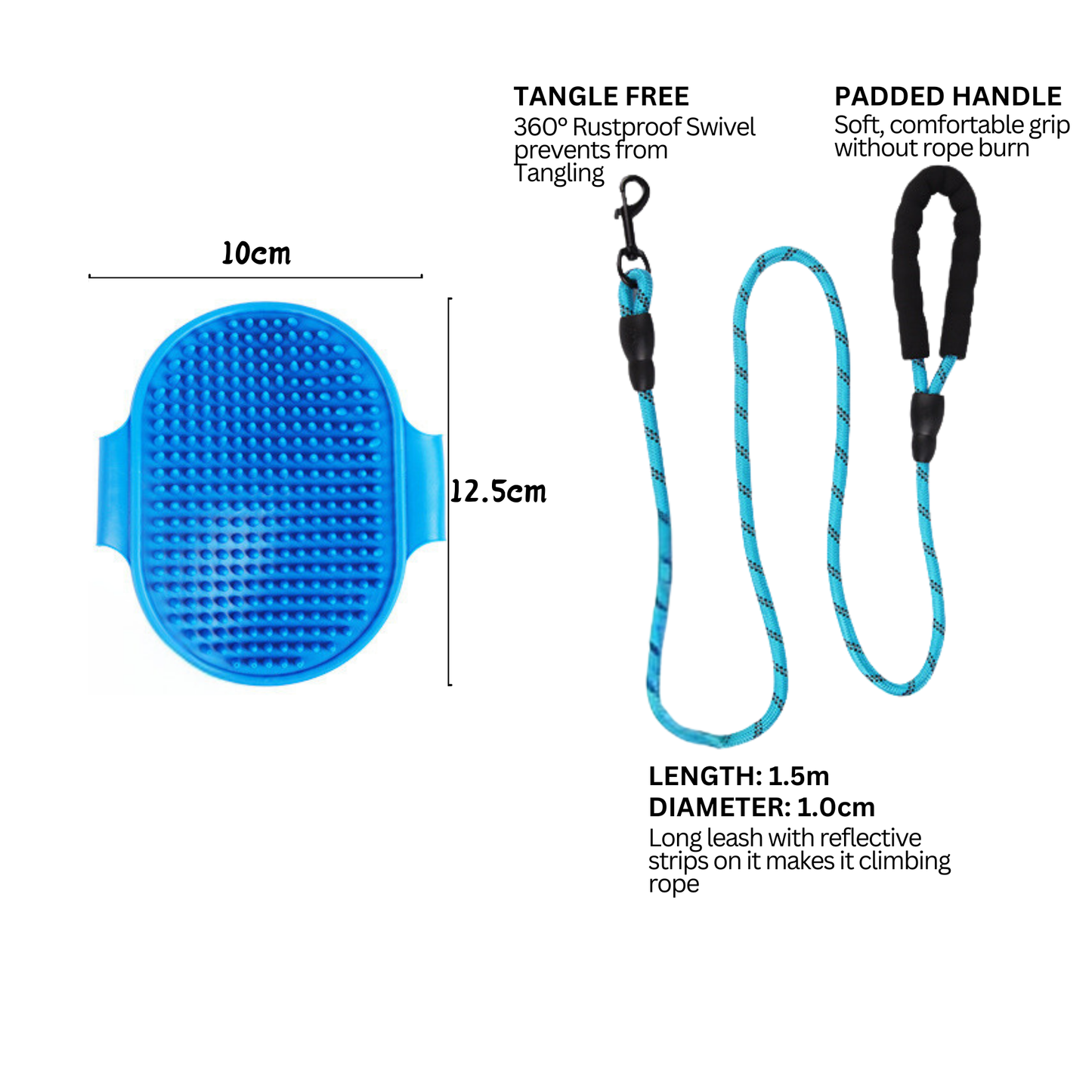 [3 in 1] Heavy Duty Dog Harness, No-Pull Reflective Tough Trim Harness for Small, Medium & Large Dogs - Military Grade Nylon, 2 Leash Clips & Handle with Padded Leash and Brush