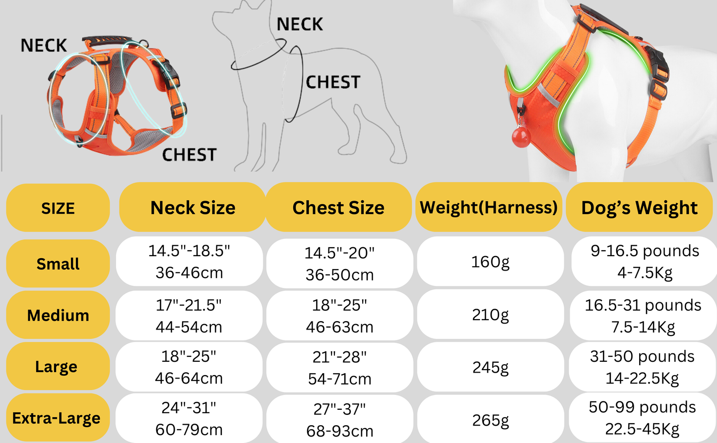[3 in 1] Heavy Duty Dog Harness, No-Pull Reflective Tough Trim Harness for Small, Medium & Large Dogs - Military Grade Nylon, 2 Leash Clips & Handle with Padded Leash and Brush
